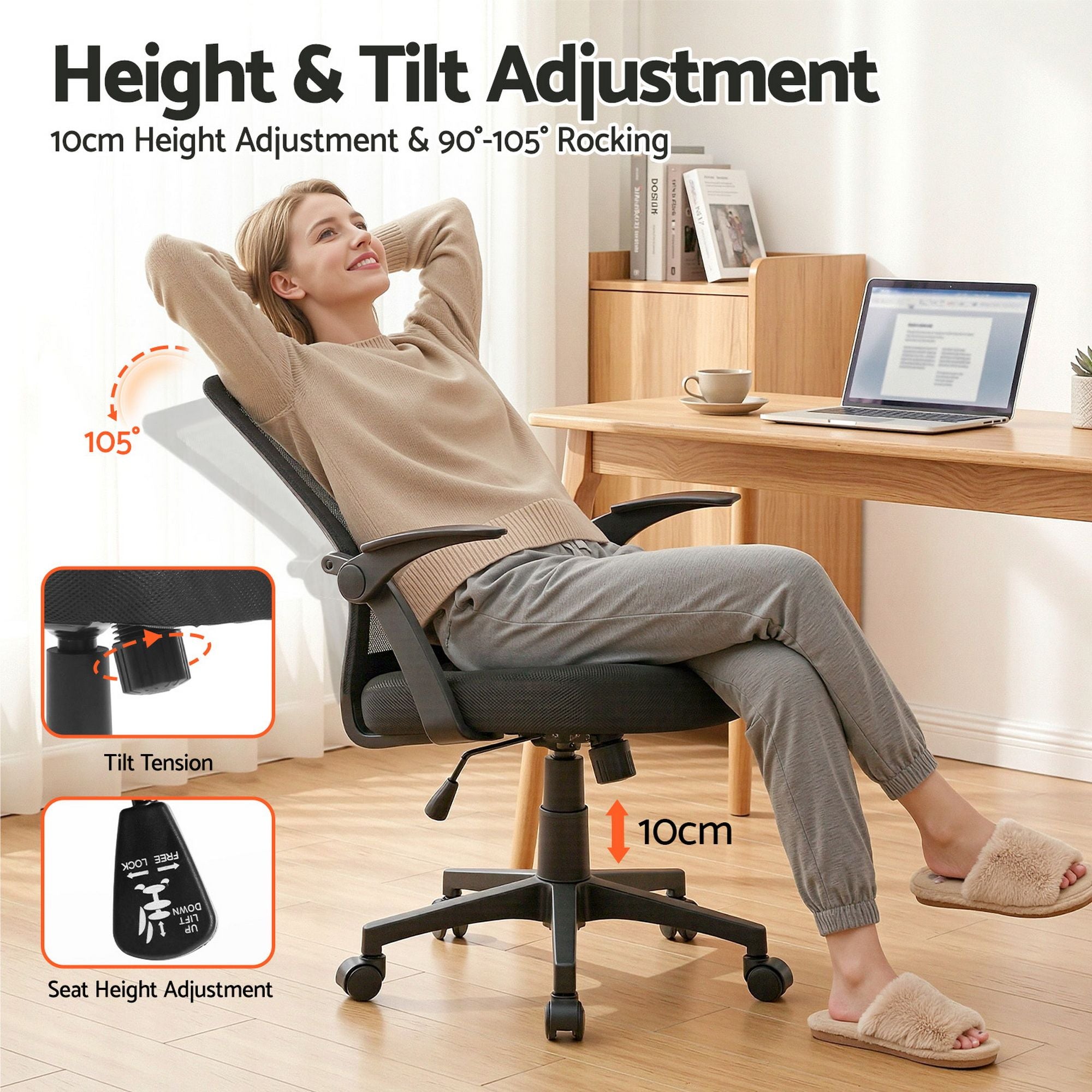 Artiss Mesh Office Chair Mid Back Black OCHAIR-H-M02-BK