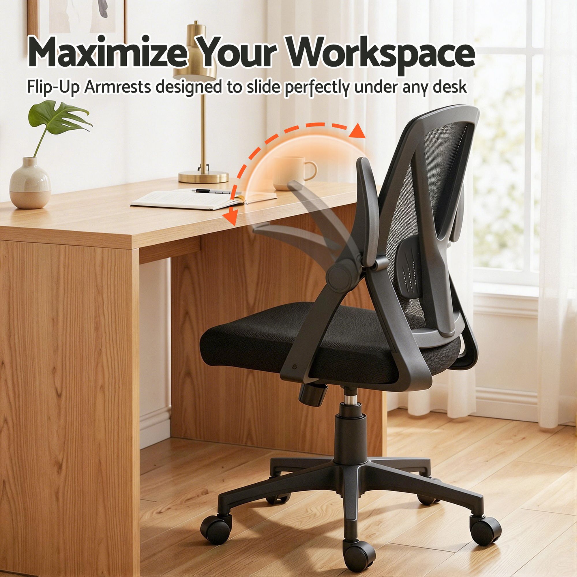 Artiss Mesh Office Chair Mid Back Black OCHAIR-H-M02-BK