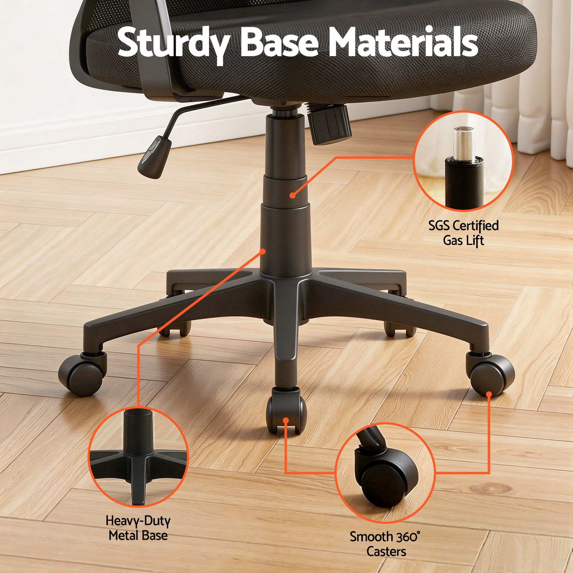 Artiss Mesh Office Chair Mid Back Black OCHAIR-H-M02-BK