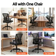 Artiss Mesh Office Chair Mid Back Black OCHAIR-H-M02-BK