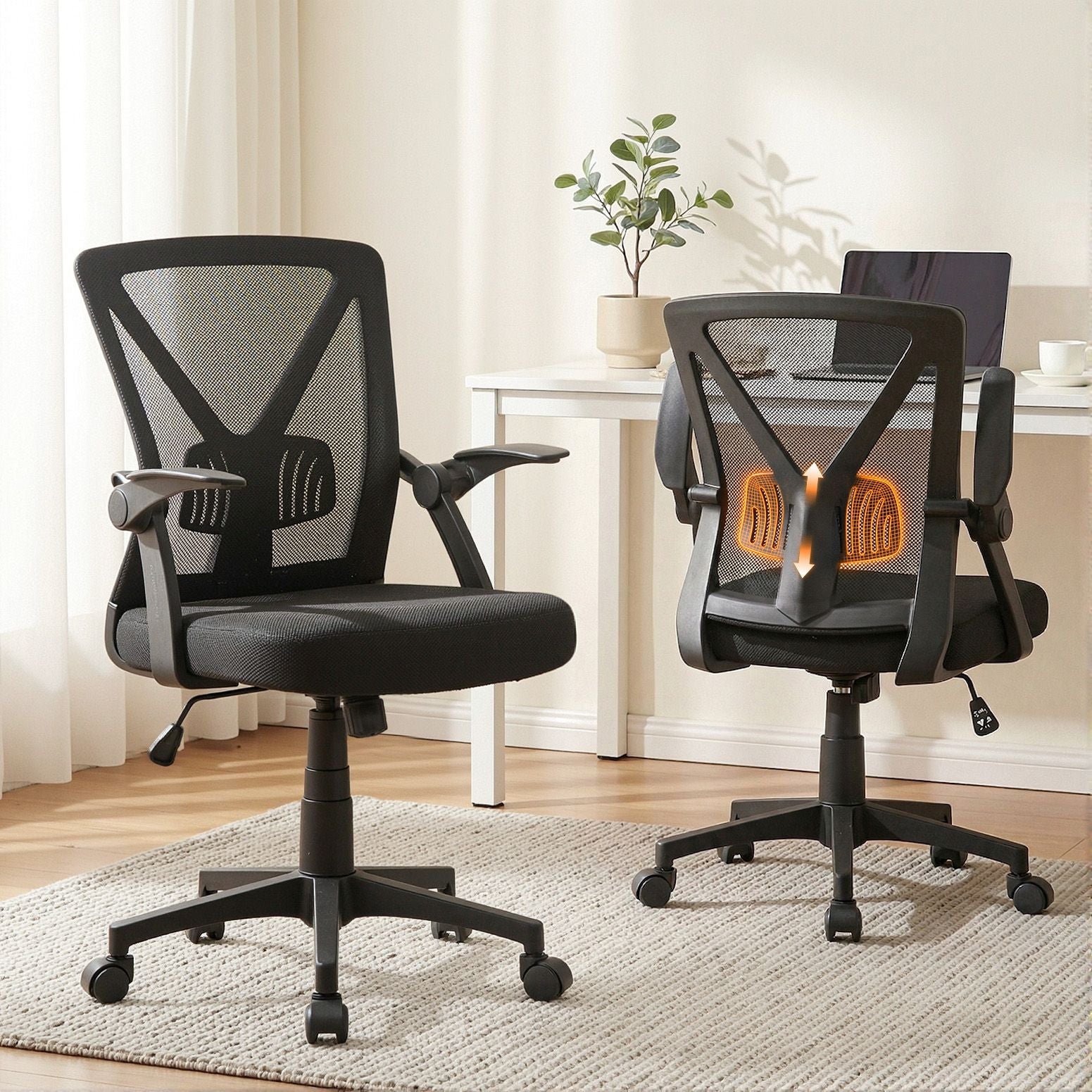 Artiss Mesh Office Chair Mid Back Black OCHAIR-H-M02-BK