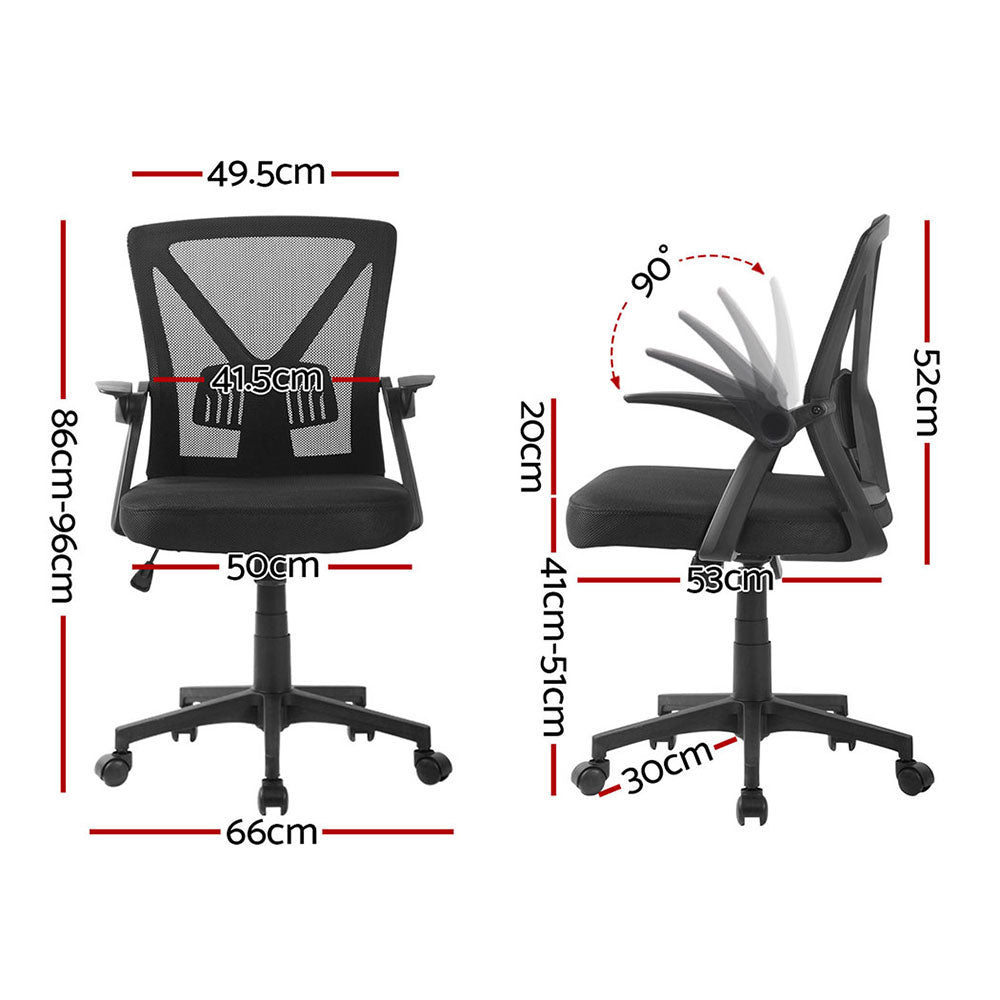 Artiss 2x Mesh Office Chair Mid Back Black OCHAIR-H-M02-BKX2