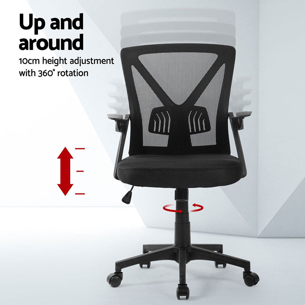 Artiss 2x Mesh Office Chair Mid Back Black OCHAIR-H-M02-BKX2