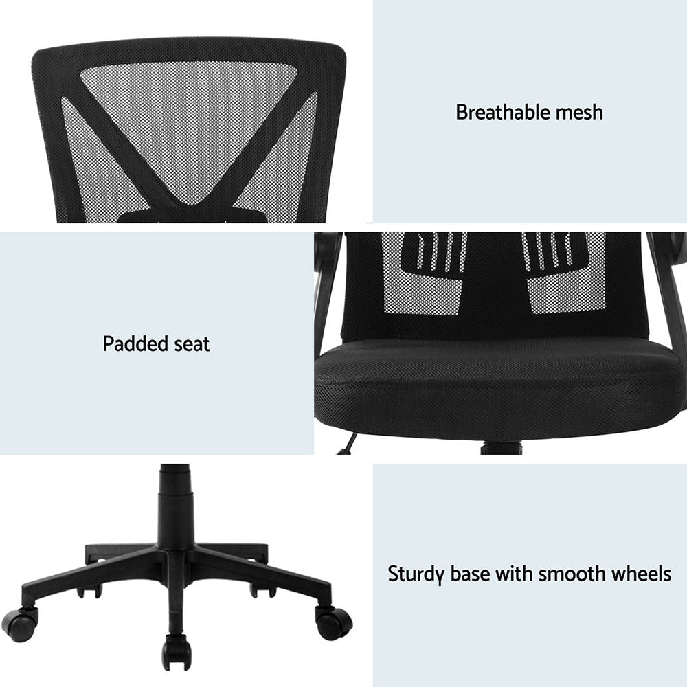 Artiss 2x Mesh Office Chair Mid Back Black OCHAIR-H-M02-BKX2