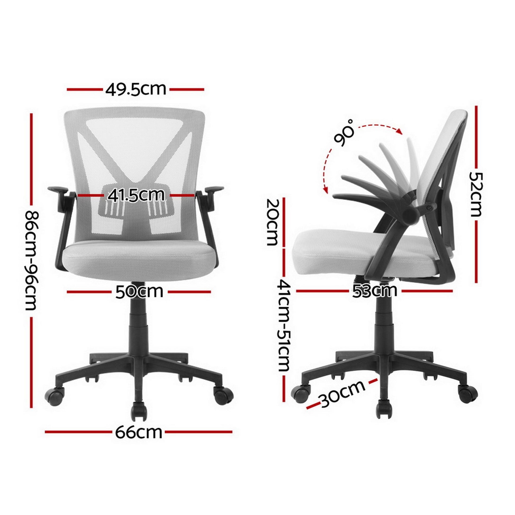 Artiss Mesh Office Chair Mid Back Grey OCHAIR-H-M02-GY