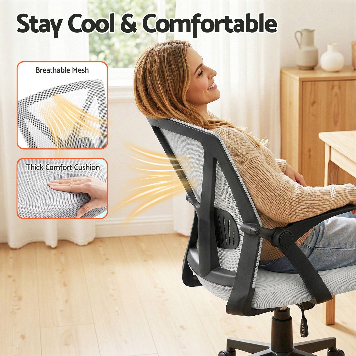 Artiss Mesh Office Chair Mid Back Grey OCHAIR-H-M02-GY