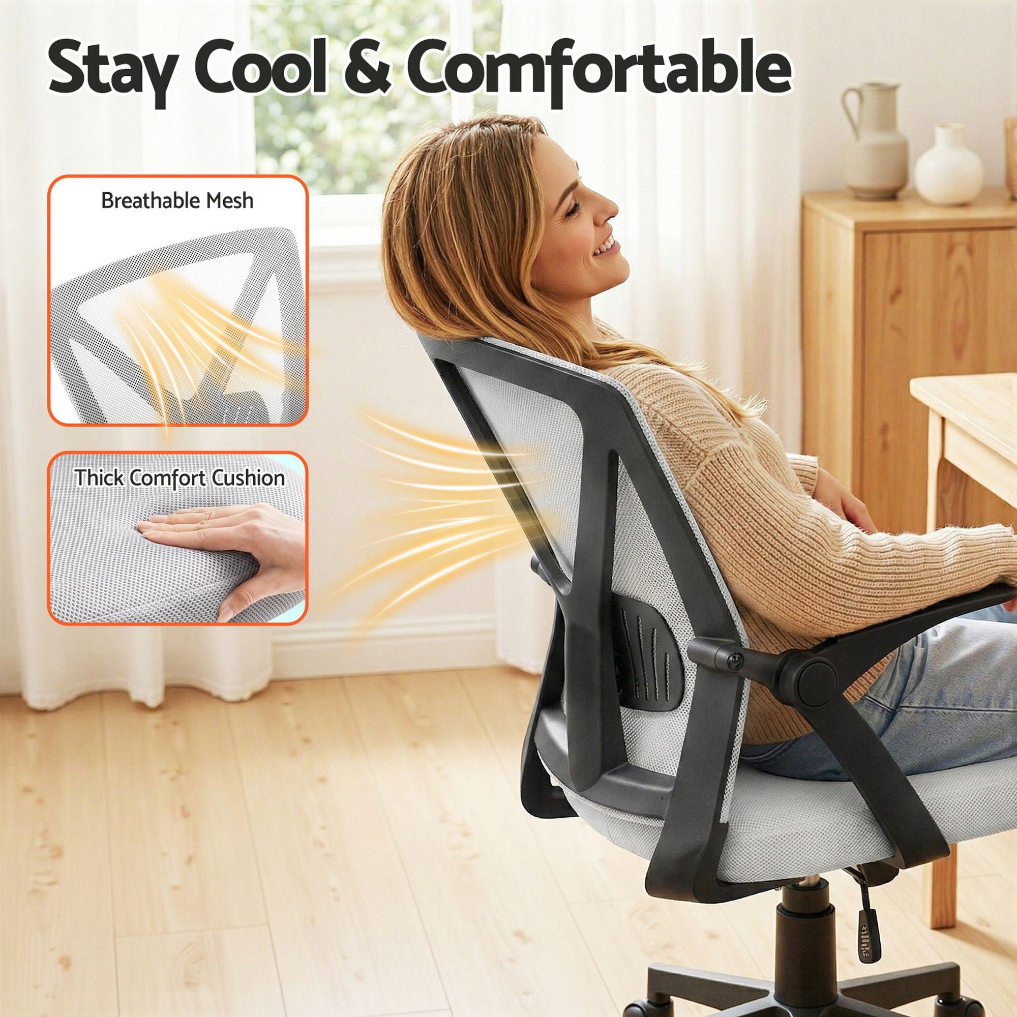 Artiss Mesh Office Chair Mid Back Grey OCHAIR-H-M02-GY