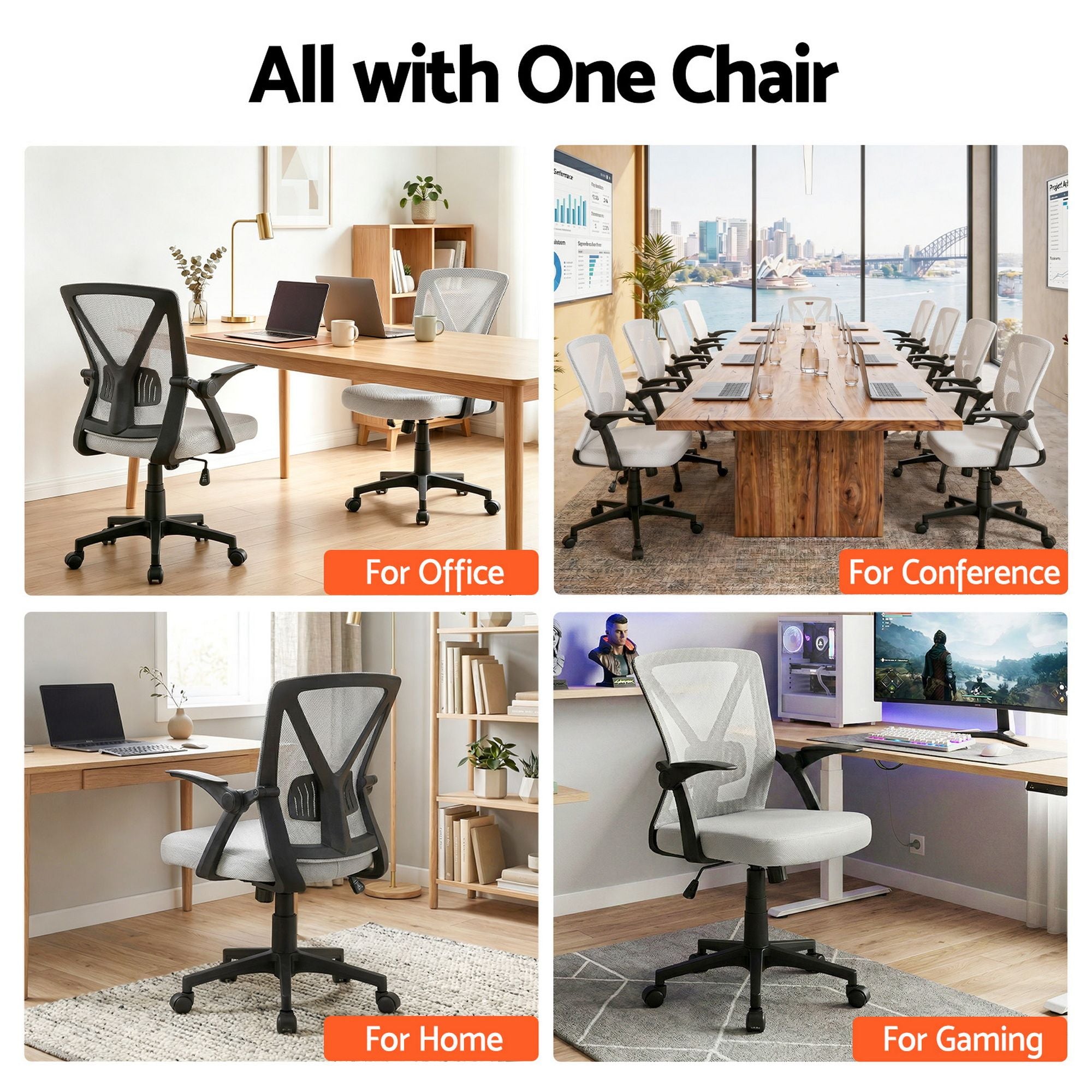 Artiss Mesh Office Chair Mid Back Grey OCHAIR-H-M02-GY