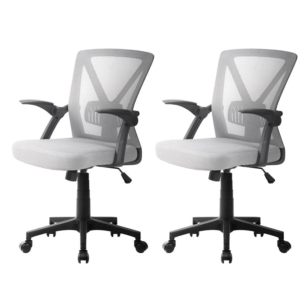 Artiss 2x Mesh Office Chair Mid Back Grey OCHAIR-H-M02-GYX2