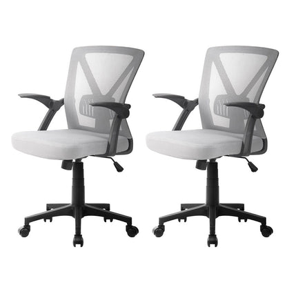 Artiss 2x Mesh Office Chair Mid Back Grey OCHAIR-H-M02-GYX2
