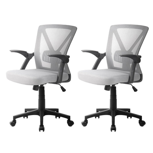 Artiss 2x Mesh Office Chair Mid Back Grey OCHAIR-H-M02-GYX2