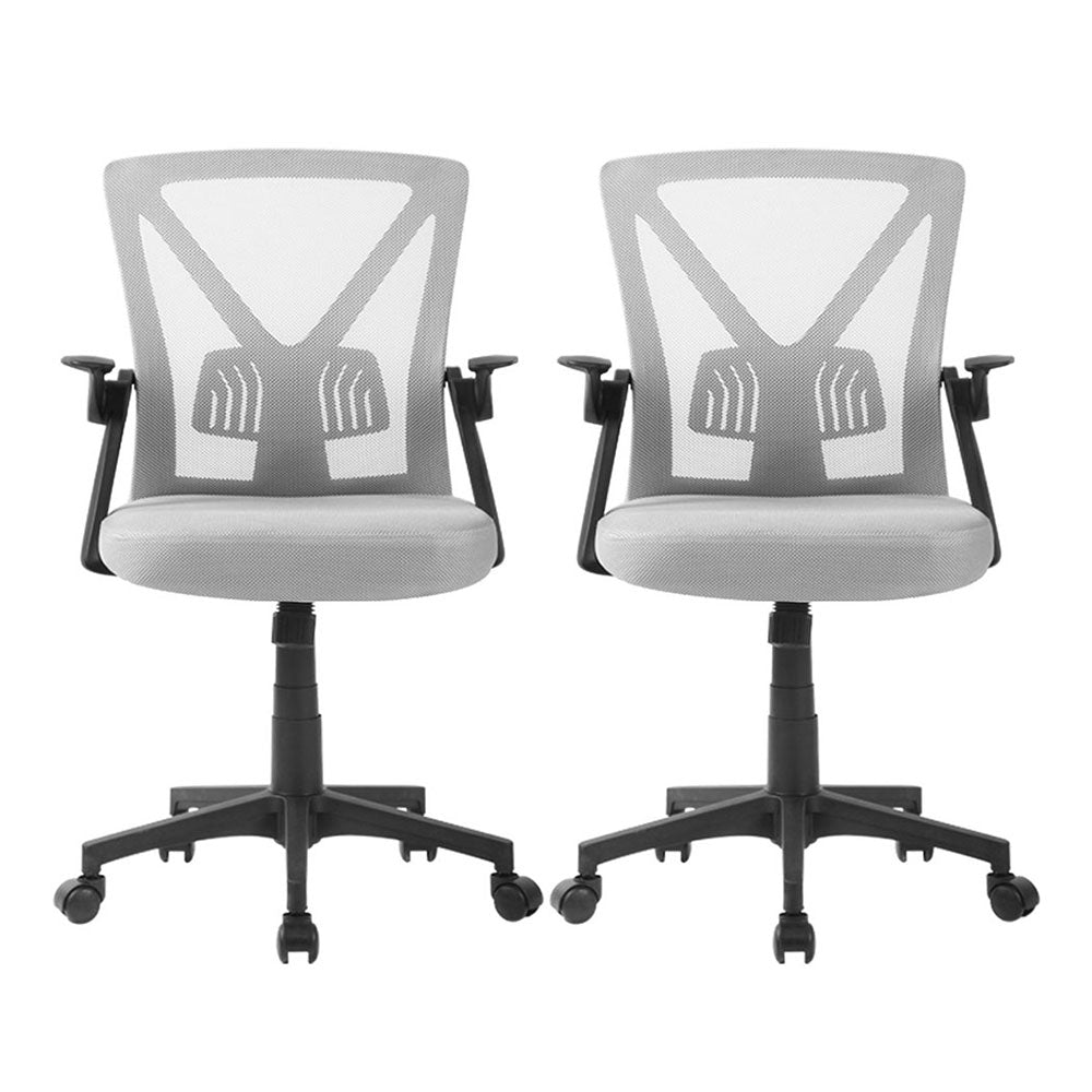 Artiss 2x Mesh Office Chair Mid Back Grey OCHAIR-H-M02-GYX2