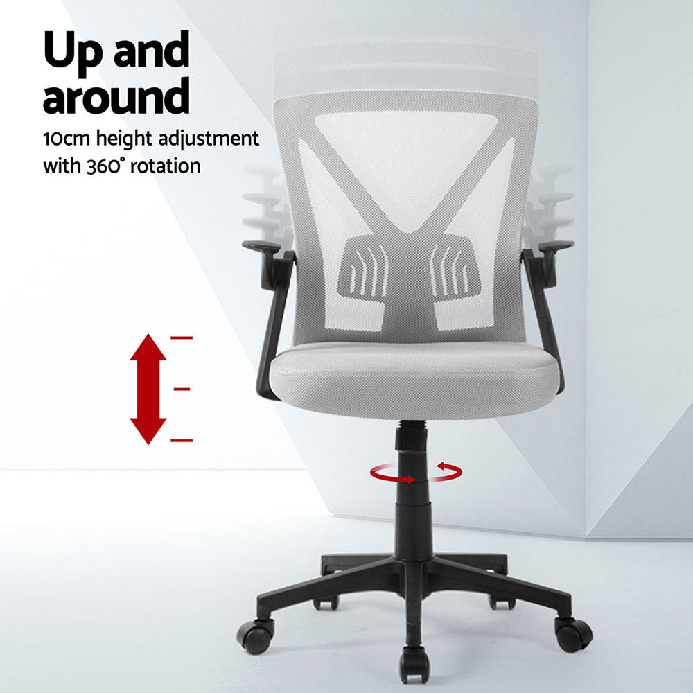Artiss 2x Mesh Office Chair Mid Back Grey OCHAIR-H-M02-GYX2