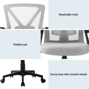 Artiss 2x Mesh Office Chair Mid Back Grey OCHAIR-H-M02-GYX2