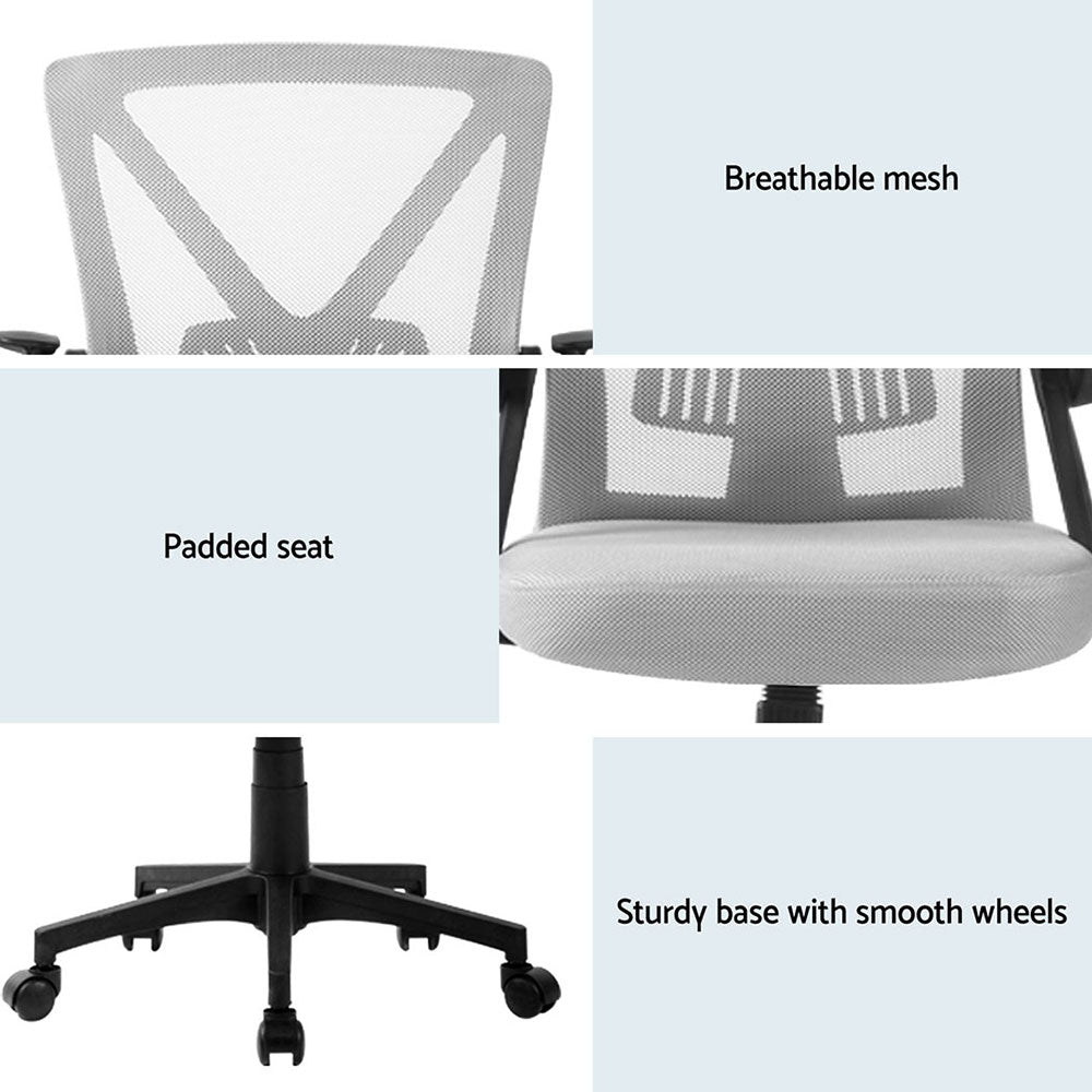 Artiss 2x Mesh Office Chair Mid Back Grey OCHAIR-H-M02-GYX2