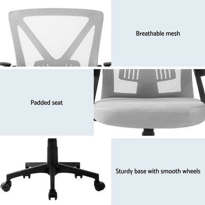 Artiss 2x Mesh Office Chair Mid Back Grey OCHAIR-H-M02-GYX2