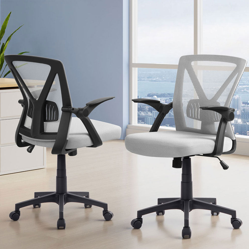 Artiss 2x Mesh Office Chair Mid Back Grey OCHAIR-H-M02-GYX2