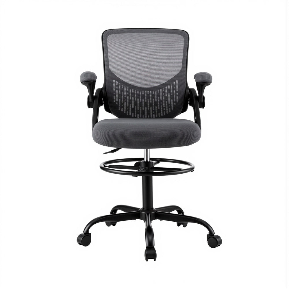 Artiss Office Chair Drafting Chairs Stool Computer Desk Studios Mesh Grey OCHAIR-H-RING-DW39-GY