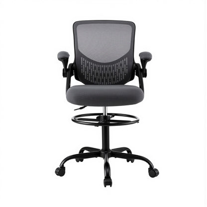 Artiss Office Chair Drafting Chairs Stool Computer Desk Studios Mesh Grey OCHAIR-H-RING-DW39-GY