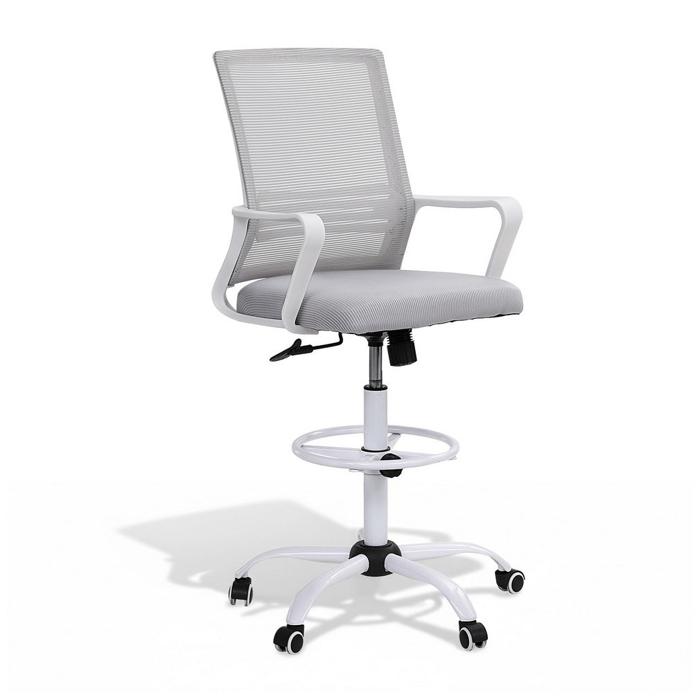 Artiss Office Chair Drafting Chairs Stool Computer Desk Studios Mesh White OCHAIR-K-DRAF-GYWH
