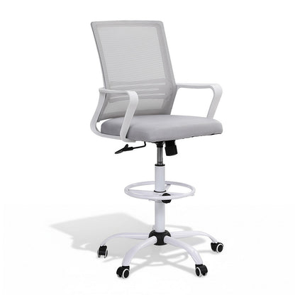 Artiss Office Chair Drafting Chairs Stool Computer Desk Studios Mesh White OCHAIR-K-DRAF-GYWH
