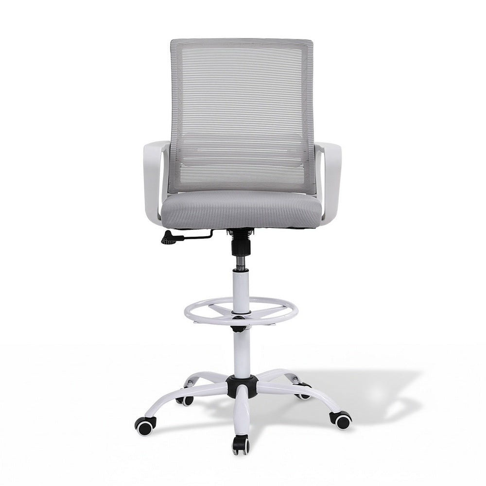 Artiss Office Chair Drafting Chairs Stool Computer Desk Studios Mesh White OCHAIR-K-DRAF-GYWH