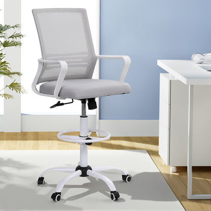 Artiss Office Chair Drafting Chairs Stool Computer Desk Studios Mesh White OCHAIR-K-DRAF-GYWH