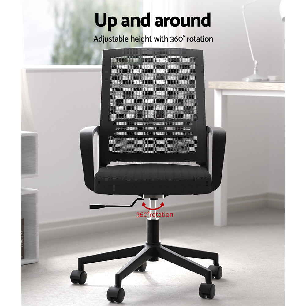 Artiss Mesh Office Chair Computer Gaming Desk Chairs Work Study Mid Back Black OCHAIR-K-MESH-BK