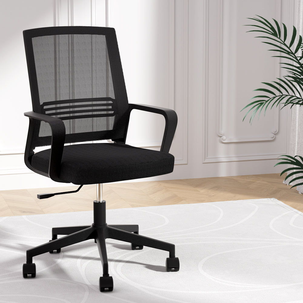 Artiss Mesh Office Chair Computer Gaming Desk Chairs Work Study Mid Back Black OCHAIR-K-MESH-BK