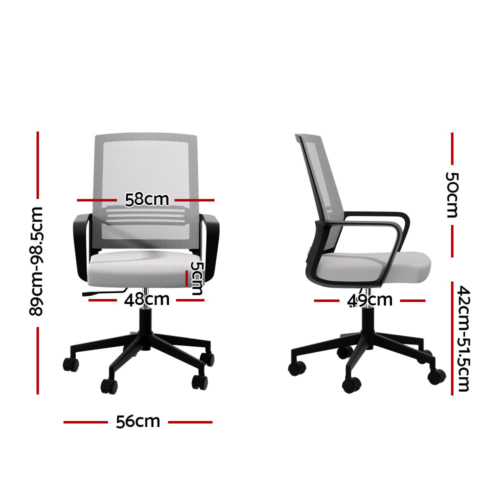 Artiss Mesh Office Chair Computer Gaming Desk Chairs Work Study Mid Back Grey OCHAIR-K-MESH-GY