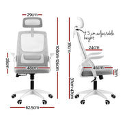 Artiss Ergonomic Office Chair Computer Desk Chairs Headrest Adjustable Grey OCHAIR-K-MESH-GY-WH