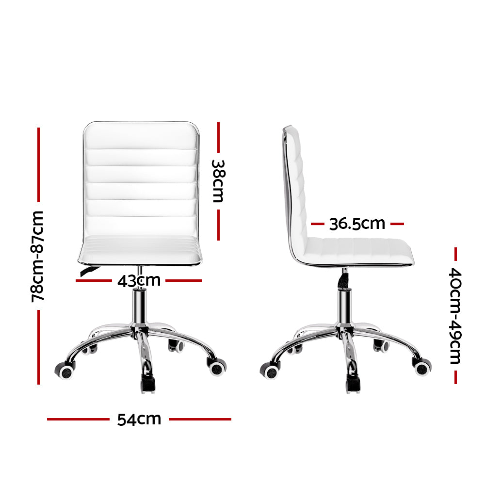 Artiss Office Chair Conference Chairs PU Leather Low Back White OCHAIR-K-REPL-WH