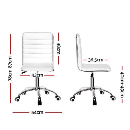 Artiss Office Chair Conference Chairs PU Leather Low Back White OCHAIR-K-REPL-WH