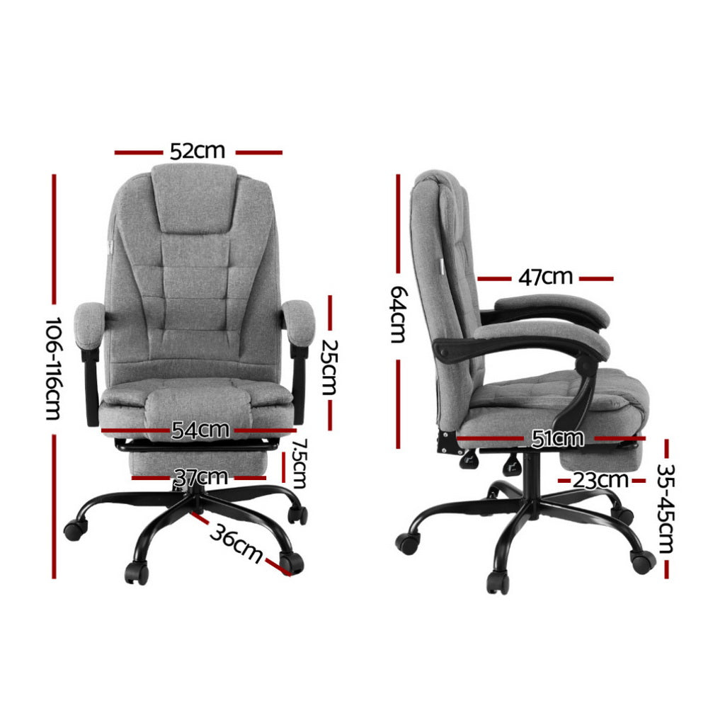 Artiss Office Chair Executive Fabric Seat Racing Computer Desk Chairs Footrest OCHAIR-L-1109SJ-GY