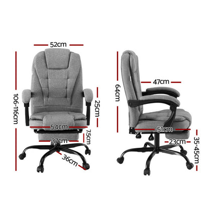 Artiss Office Chair Executive Fabric Seat Racing Computer Desk Chairs Footrest OCHAIR-L-1109SJ-GY
