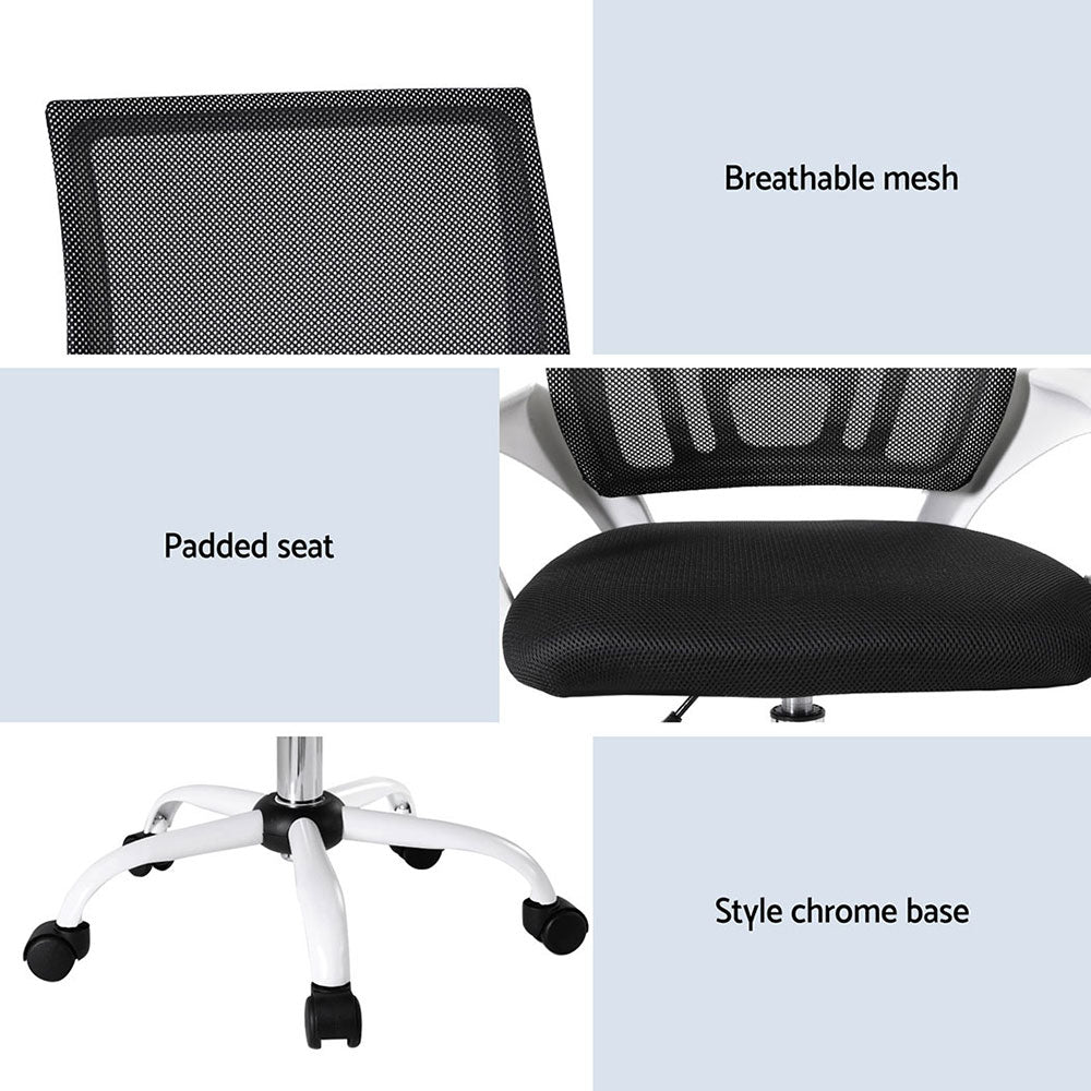 Artiss 2x Office Chair Mesh Computer Gaming Desk Chairs Work Study Mid Back OCHAIR-L-2004-WHX2