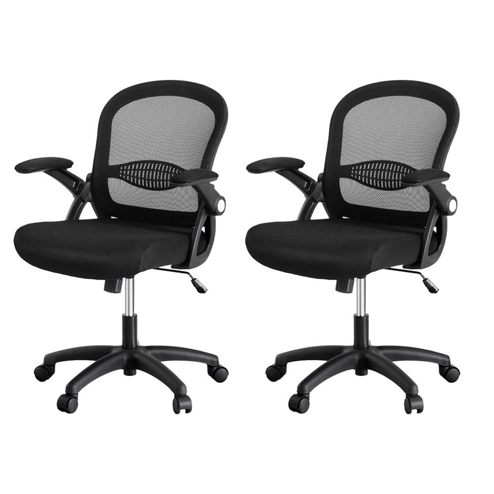 Artiss 2x Mesh Office Chair Computer Gaming Desk Chairs Work Study Mid Back OCHAIR-L-2013-BKX2
