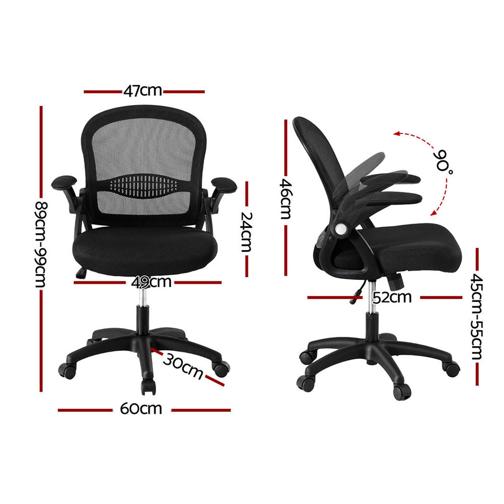 Artiss 2x Mesh Office Chair Computer Gaming Desk Chairs Work Study Mid Back OCHAIR-L-2013-BKX2