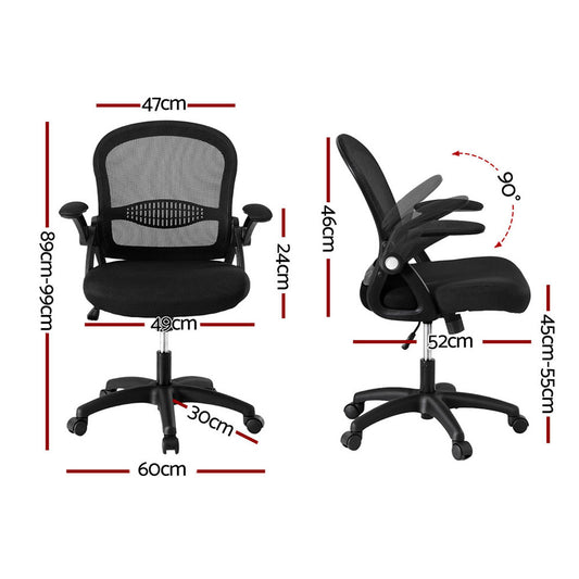 Artiss 2x Mesh Office Chair Computer Gaming Desk Chairs Work Study Mid Back OCHAIR-L-2013-BKX2