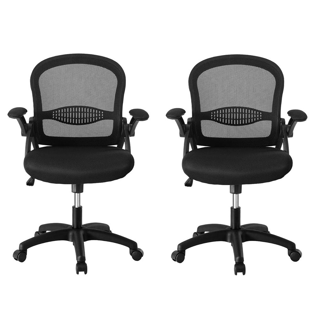 Artiss 2x Mesh Office Chair Computer Gaming Desk Chairs Work Study Mid Back OCHAIR-L-2013-BKX2
