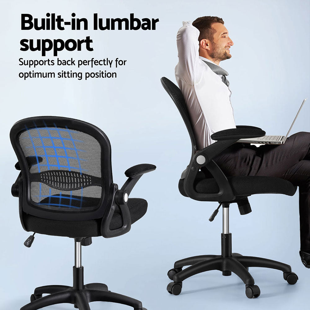 Artiss 2x Mesh Office Chair Computer Gaming Desk Chairs Work Study Mid Back OCHAIR-L-2013-BKX2