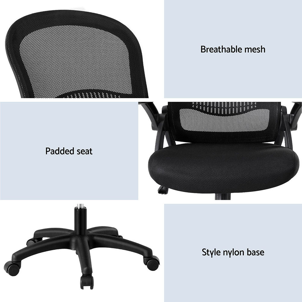 Artiss 2x Mesh Office Chair Computer Gaming Desk Chairs Work Study Mid Back OCHAIR-L-2013-BKX2