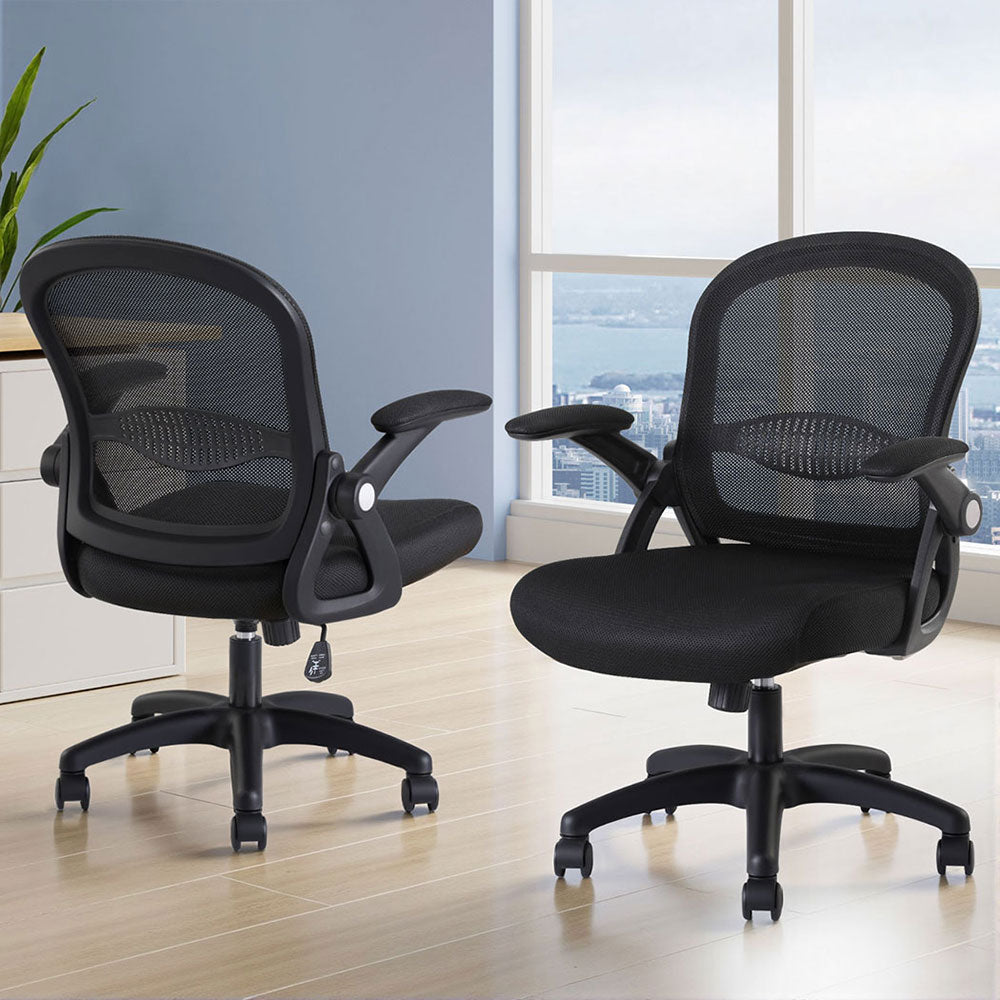 Artiss 2x Mesh Office Chair Computer Gaming Desk Chairs Work Study Mid Back OCHAIR-L-2013-BKX2