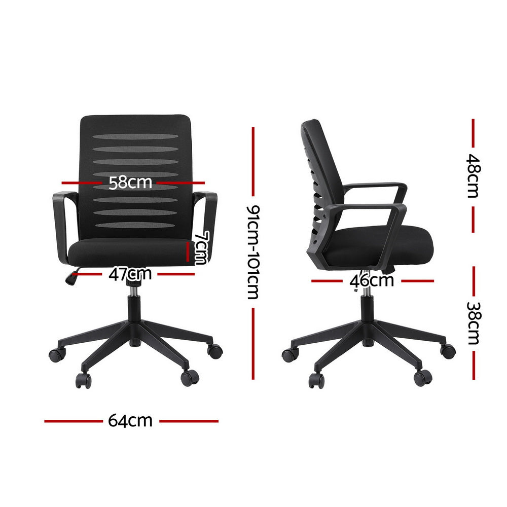 Artiss Ergonomic Office Chair Mesh Computer Desk Chairs with Lumbar Support, Height Adjustment Swivel Chair OCHAIR-L-2014-BK