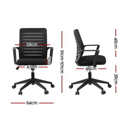 Artiss Ergonomic Office Chair Mesh Computer Desk Chairs with Lumbar Support, Height Adjustment Swivel Chair OCHAIR-L-2014-BK