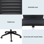 Artiss Ergonomic Office Chair Mesh Computer Desk Chairs with Lumbar Support, Height Adjustment Swivel Chair OCHAIR-L-2014-BK