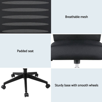 Artiss Ergonomic Office Chair Mesh Computer Desk Chairs with Lumbar Support, Height Adjustment Swivel Chair OCHAIR-L-2014-BK