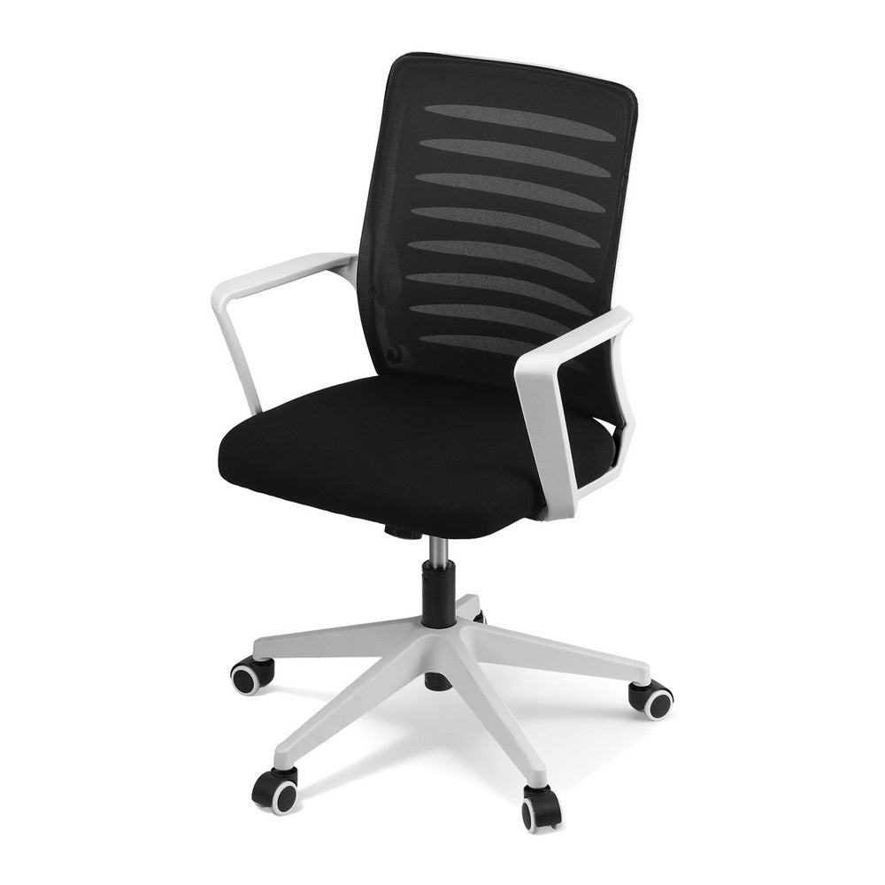 Artiss Ergonomic Office Chair Mesh Computer Desk Chairs with Lumbar Support, Height Adjustment Swivel Chair OCHAIR-L-2014-WH-BK