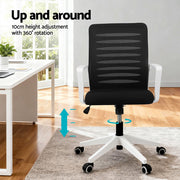 Artiss Ergonomic Office Chair Mesh Computer Desk Chairs with Lumbar Support, Height Adjustment Swivel Chair OCHAIR-L-2014-WH-BK