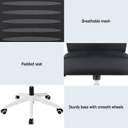 Artiss Ergonomic Office Chair Mesh Computer Desk Chairs with Lumbar Support, Height Adjustment Swivel Chair OCHAIR-L-2014-WH-BK